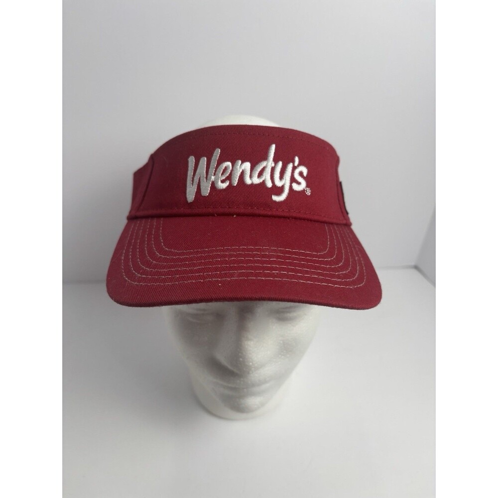 Wendys Visor Red Crew Member Employee Uniform Fast Food Adjustable Barco Hat Cap
